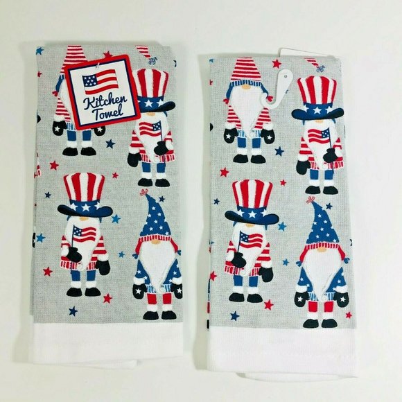 Patriotic Gnomes Dish Drying Mat + Towels 3 Pc Set - Picture 3 of 3